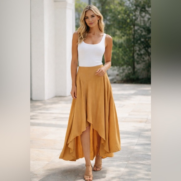 O'Neill Dresses & Skirts - O'Neill Vibrant Orange Boho Skirt Small Lightweight Asymmetrical Beachy Vacation